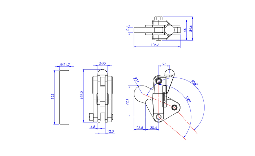 Weldable Toggle Clamp, GH-70505 