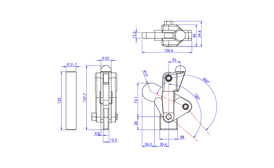 Weldable Toggle Clamp, GH-70510 