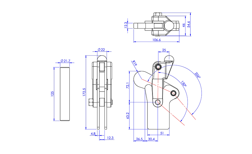 Weldable Toggle Clamp, GH-70515 