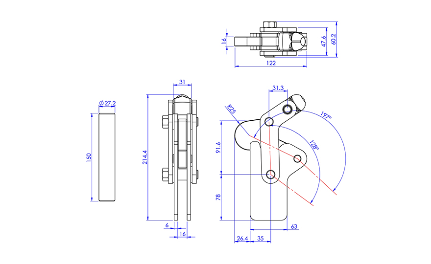 Weldable Toggle Clamp, GH-701-K 