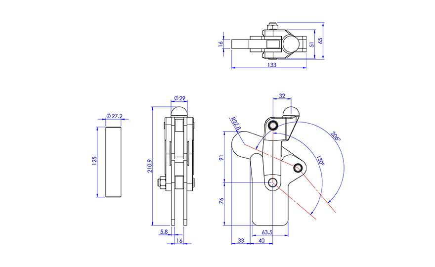 Weldable Toggle Clamp, GH-70615 