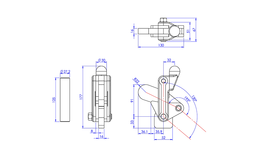 Weldable Toggle Clamp, GH-72410 