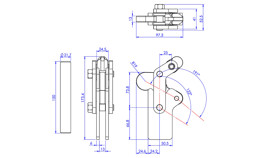 Weldable Toggle Clamp, GH-701-D 