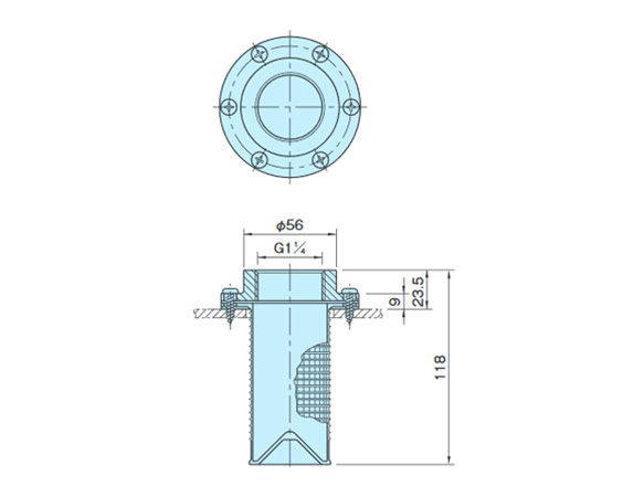 BFT (screw type flange) dimensional drawing