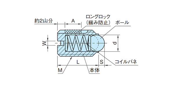 Dimensional drawing of ball plunger