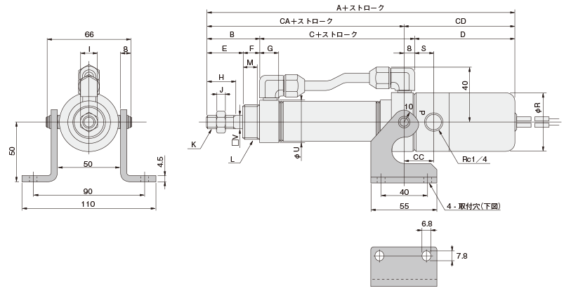 General type, slim cylinder, DA/DV/SA series, drawing 9