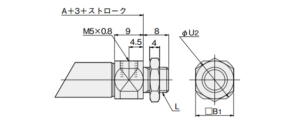 Horizontal piping, with mount threads