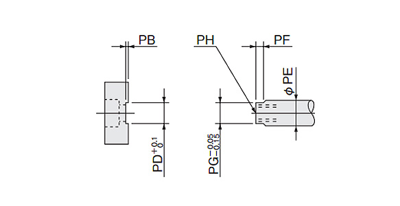 Dimensional drawing of rod end