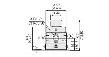 Dimensional drawing of 250P, 2503P