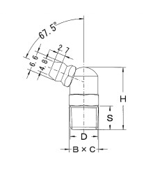Drawing of Lubricator Series Grease Fitting JIS Type (R Thread) B Type