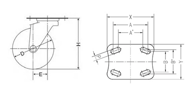 General caster STC series swivel drawing 2