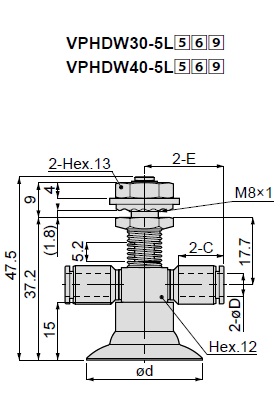 Vacuum Pad, Soft Type, VPHDW, One Touch Fitting Type 