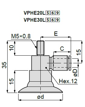 Vacuum Pad, Soft Type, VPHE, Barb Fitting Type 