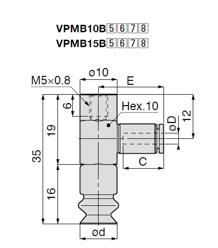 Vacuum Pad, Bellows Small Type, VPMB, One Touch Fitting Type 