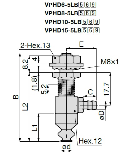 Vacuum Pad Soft Bellows Type VPHD Barb Fitting Type 