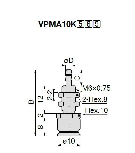 Vacuum Pad Nonskid Small Sized VPMA Barb Fitting Type 