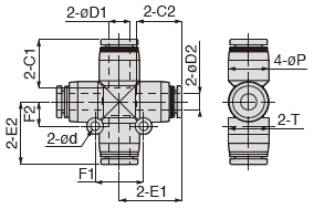 Drawing of Tube Fitting, for General Piping, Cross B