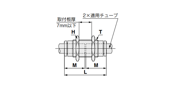 Bulkhead Union (Interchangeable with KJ), Inch Size Dimensional Drawing 