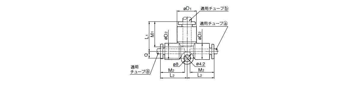 Different-Diameter Tee: 10-KGT outline drawing 