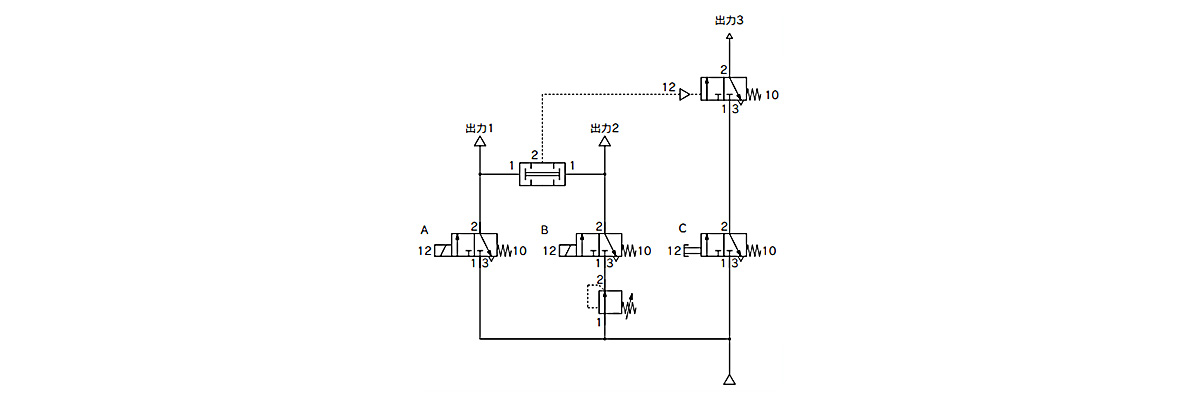 Transmitter / AND Valve With One-Touch Fitting, VR1211F Series: operating circuit examples