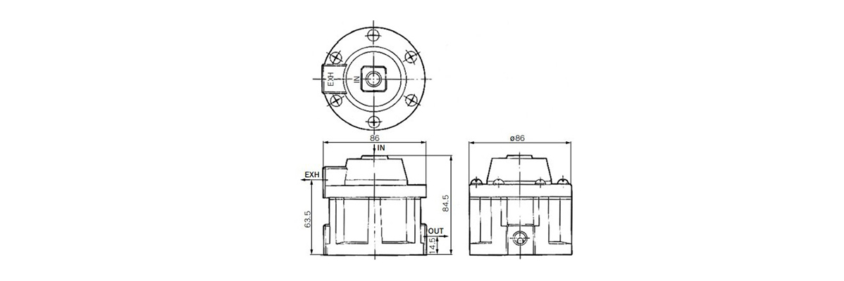 AEP100-02 Exhaust Pressure Type Liquid Collector dimensional drawing