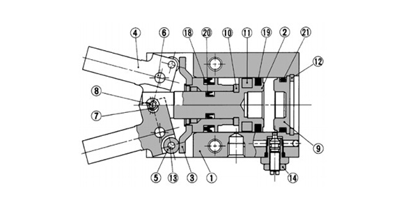 Double acting / with fingers open structure drawing