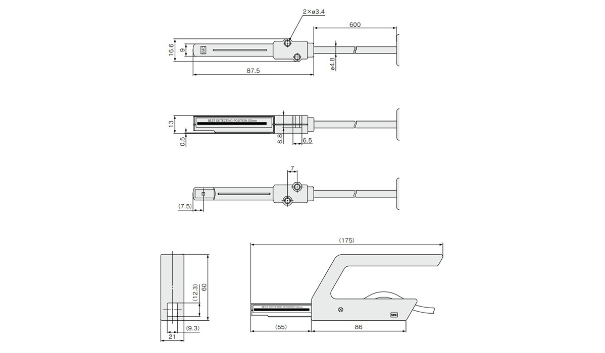 Sensor part dimensional drawing