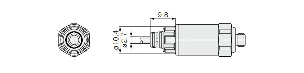 Compact Pneumatic Pressure Sensor PSE530 Series With Sensor Cable dimensional drawing