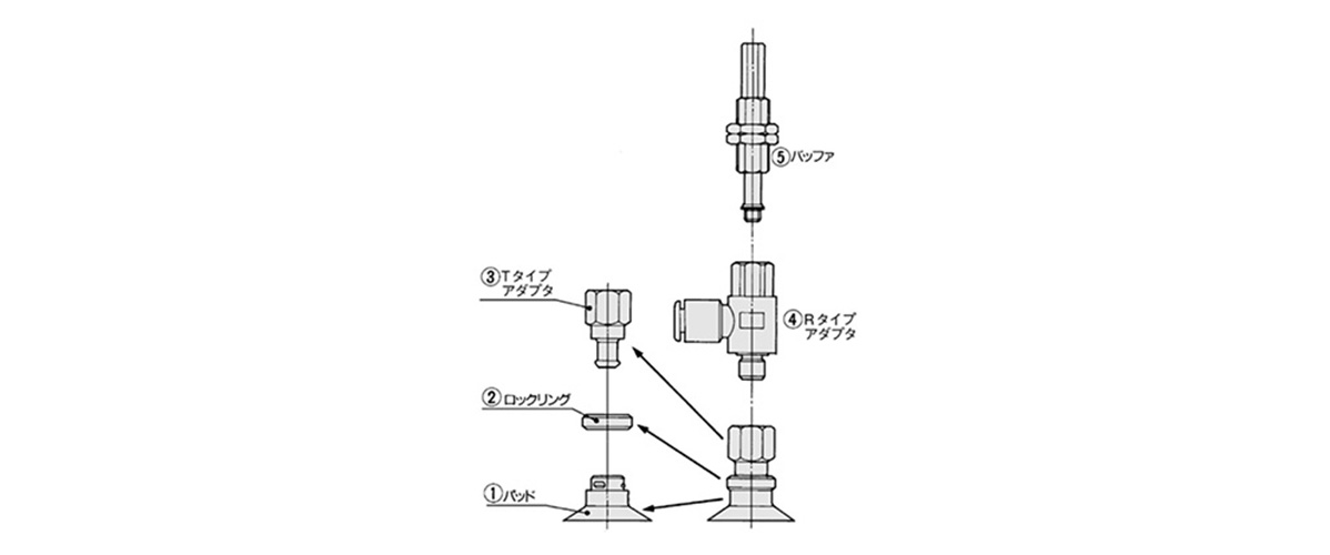 ZPR Series adapter, buffer external appearance / structural drawing