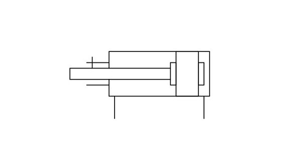 Symbol: double acting, single rod, rubber bumper