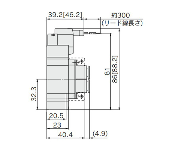 M plug connector (M): SY5120-□M□□-C4/N3/C6/N7/C8/N9 (-F1/2) dimensional drawing