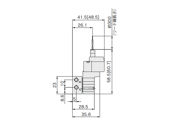 L-type plug connector (L): SYJ3□4-□L□□-M5 dimensional drawing
