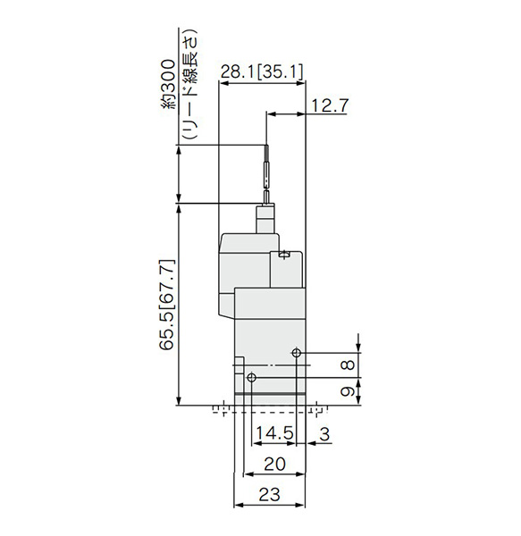 L-type plug connector (L): SYJ5□2-□L□□-M5(-F) dimensional drawing