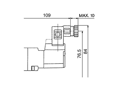 Internal pilot solenoid type: VEX3422 DlN terminal (D) dimensional drawing