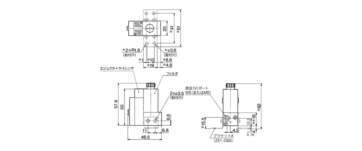 ZX1101-K15LOZ-EL-Y | Vacuum Unit, Ejector System ZX Series | SMC 
