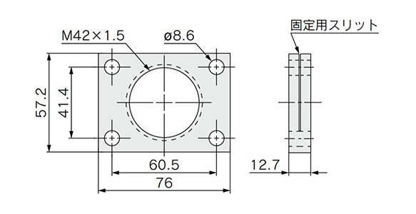 Rectangular flange (R) dimensional drawing