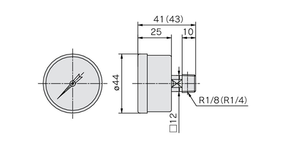 Pressure Gauge For Clean Series (10-Series) G49 dimensional drawing
