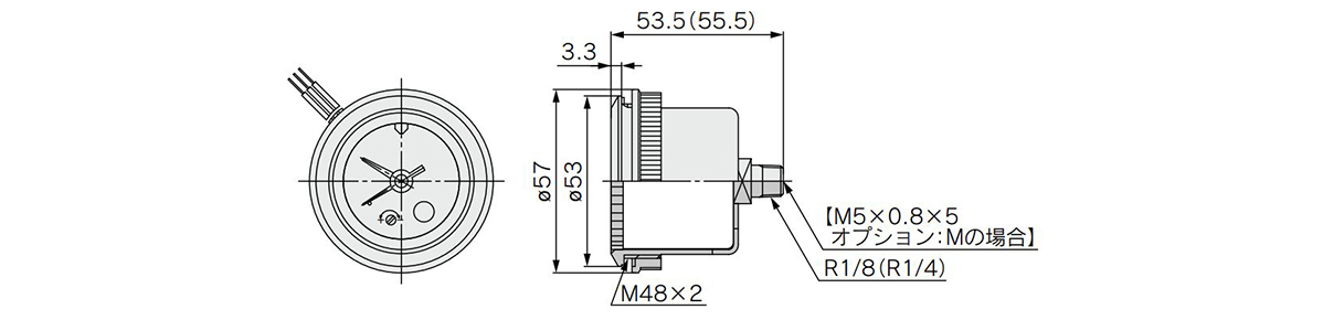 With cover ring assembly (for panel mount) GP46-10-01 to 02 (M) (L2, 5)-C dimensional drawing