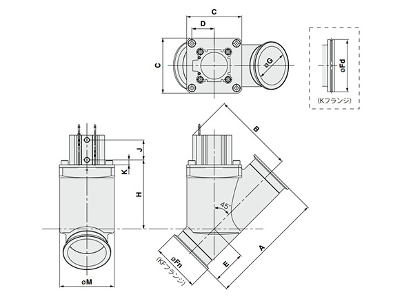 XYC-50 to 80- in-line type dimensional drawing