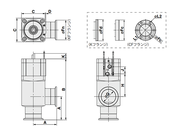 XMD angle type dimensional drawing