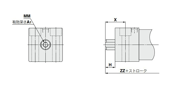 Dimensional drawings: rod end female thread