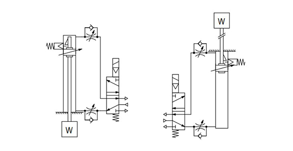 Circuit diagram: head-end lock (left) / rod-end lock (right)