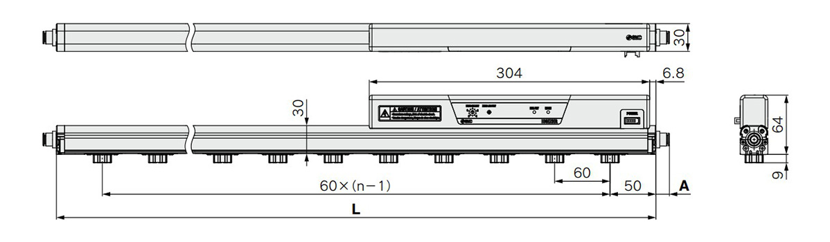 Ionizer/IZS40 dimensional drawing