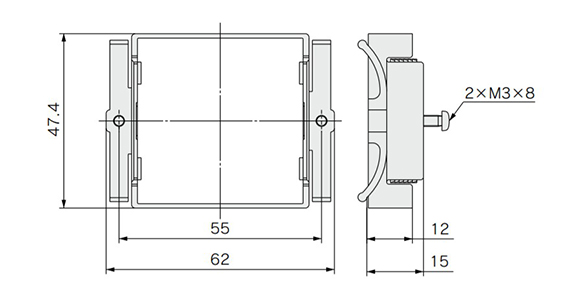Panel-mount adapter dimensional drawing