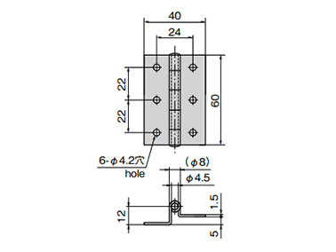 B-1028-1 (with hole) dimensional drawing