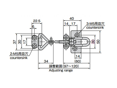 Adjust Fastener dimensional drawing