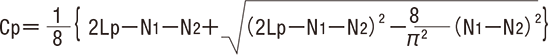 Calculation of the center distance between shafts (when no. of sprocket teeth N1 and N2, and the chain length Lp are decided)